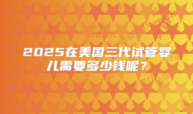 2025在美国三代试管婴儿需要多少钱呢？