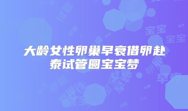 大龄女性卵巢早衰借卵赴泰试管圆宝宝梦