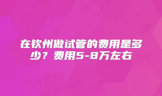 在钦州做试管的费用是多少?费用5-8万左右