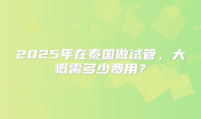 2025年在泰国做试管，大概需多少费用？