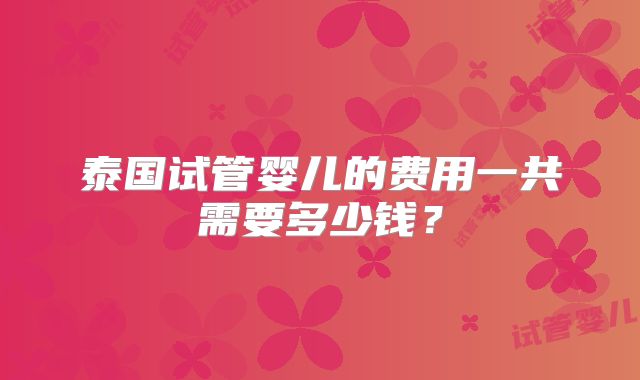 泰国试管婴儿的费用一共需要多少钱？