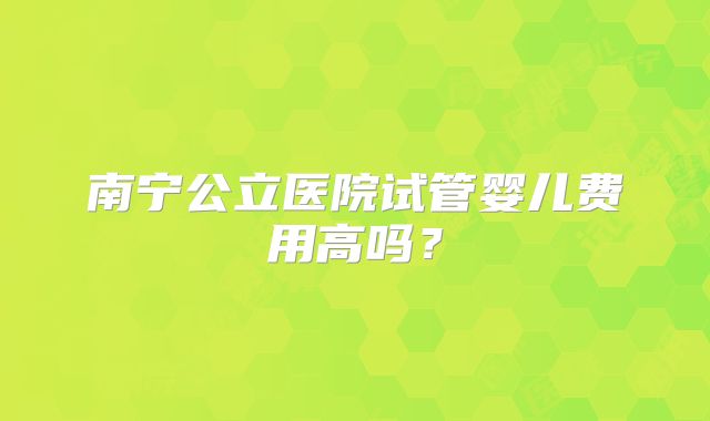 南宁公立医院试管婴儿费用高吗？