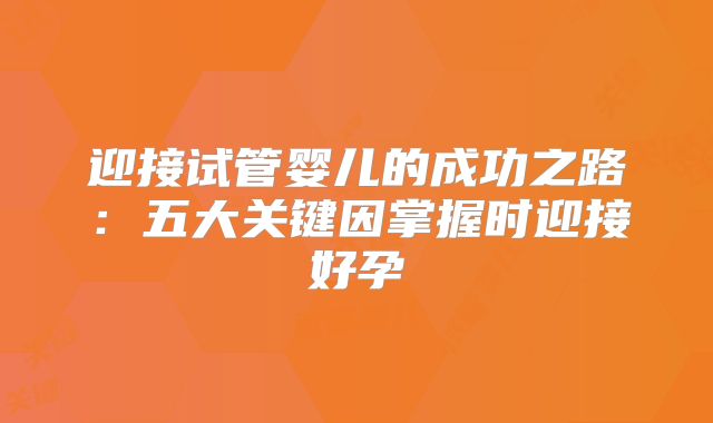 迎接试管婴儿的成功之路：五大关键因掌握时迎接好孕