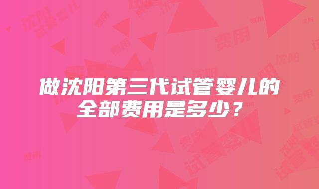 做沈阳第三代试管婴儿的全部费用是多少？