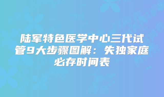 陆军特色医学中心三代试管9大步骤图解：失独家庭必存时间表