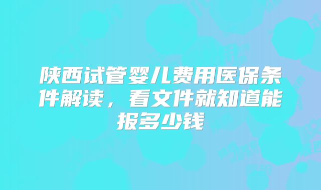 陕西试管婴儿费用医保条件解读，看文件就知道能报多少钱