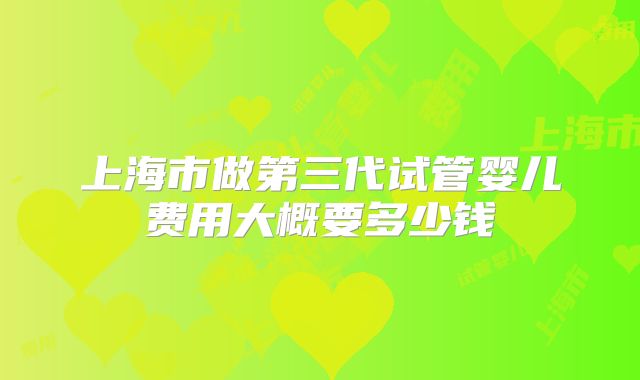 上海市做第三代试管婴儿费用大概要多少钱