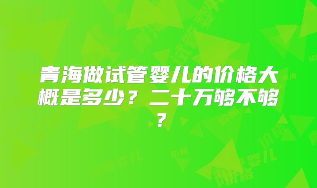 青海做试管婴儿的价格大概是多少？二十万够不够？