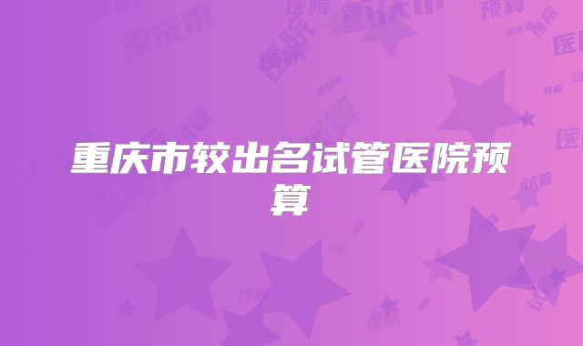 重庆市较出名试管医院预算