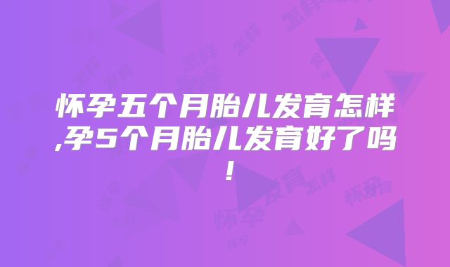 怀孕五个月胎儿发育怎样,孕5个月胎儿发育好了吗!