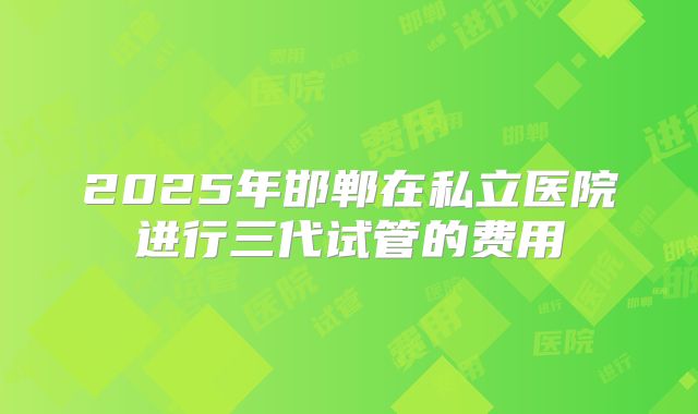 2025年邯郸在私立医院进行三代试管的费用