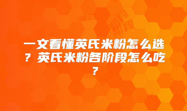 一文看懂英氏米粉怎么选?英氏米粉各阶段怎么吃?