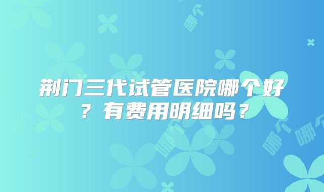 荆门三代试管医院哪个好?有费用明细吗?