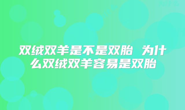 双绒双羊是不是双胎 为什么双绒双羊容易是双胎