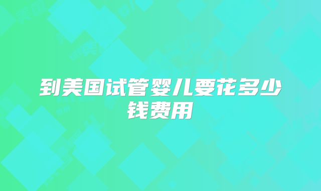 到美国试管婴儿要花多少钱费用