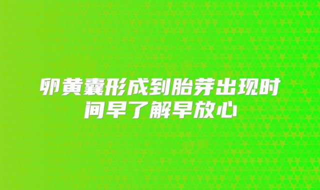 卵黄囊形成到胎芽出现时间早了解早放心