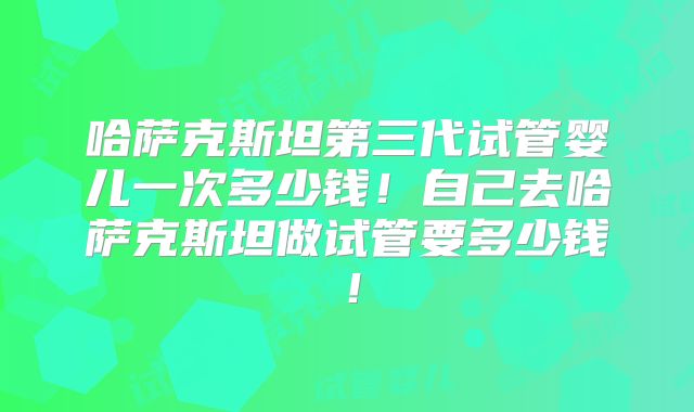 哈萨克斯坦第三代试管婴儿一次多少钱！自己去哈萨克斯坦做试管要多少钱！