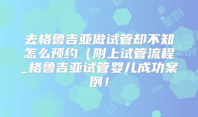 去格鲁吉亚做试管却不知怎么预约（附上试管流程_格鲁吉亚试管婴儿成功案例！