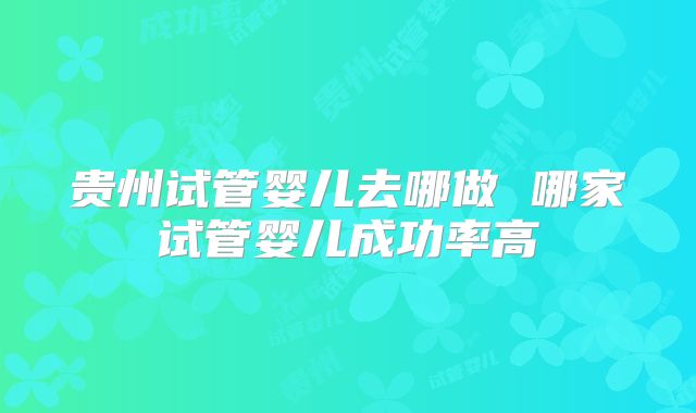 贵州试管婴儿去哪做 哪家试管婴儿成功率高