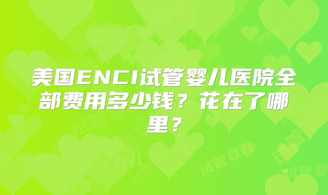 美国ENCI试管婴儿医院全部费用多少钱?花在了哪里?