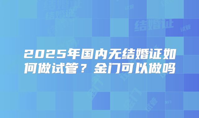 2025年国内无结婚证如何做试管?金门可以做吗