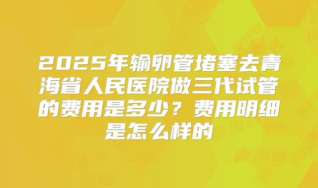 2025年输卵管堵塞去青海省人民医院做三代试管的费用是多少？费用明细是怎么样的