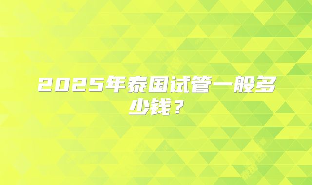 2025年泰国试管一般多少钱？