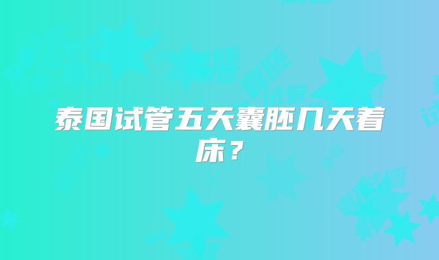泰国试管五天囊胚几天着床？