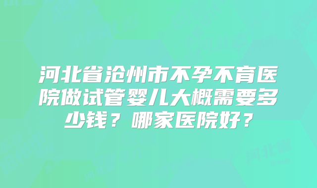 河北省沧州市不孕不育医院做试管婴儿大概需要多少钱?哪家医院好?