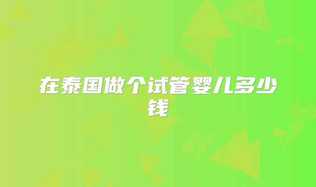 在泰国做个试管婴儿多少钱