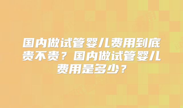 国内做试管婴儿费用到底贵不贵？国内做试管婴儿费用是多少？