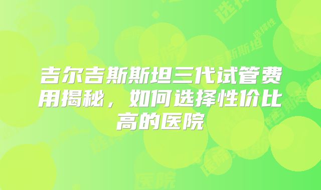 吉尔吉斯斯坦三代试管费用揭秘，如何选择性价比高的医院