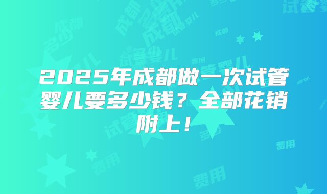 2025年成都做一次试管婴儿要多少钱？全部花销附上！
