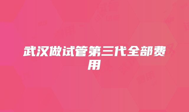 武汉做试管第三代全部费用