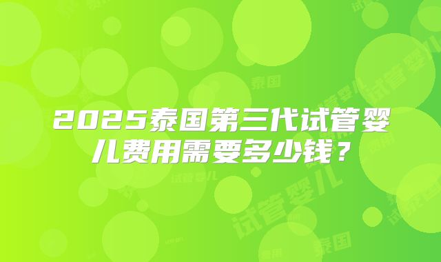 2025泰国第三代试管婴儿费用需要多少钱？