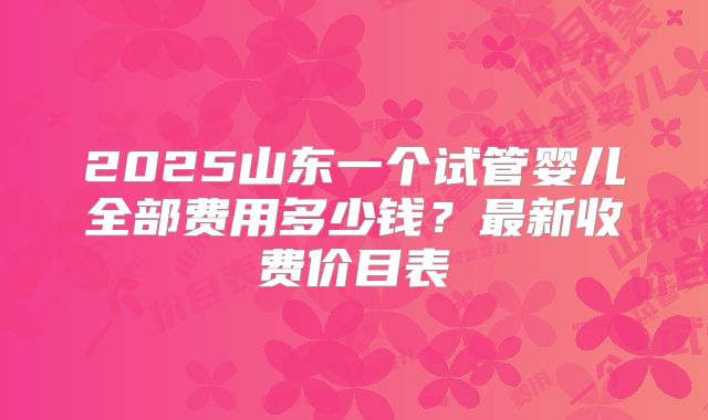 2025山东一个试管婴儿全部费用多少钱？最新收费价目表