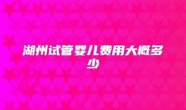 湖州试管婴儿费用大概多少