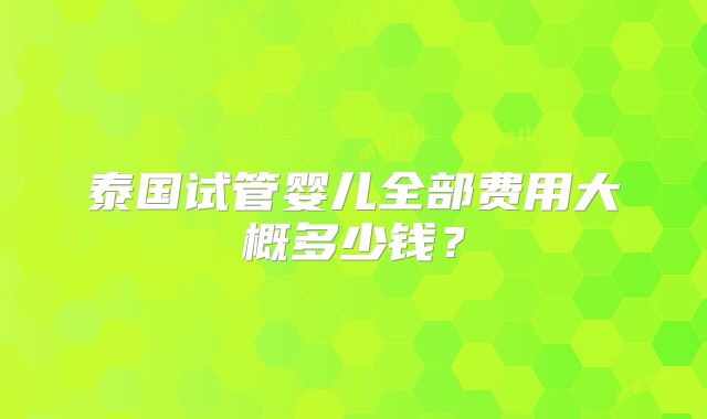 泰国试管婴儿全部费用大概多少钱？