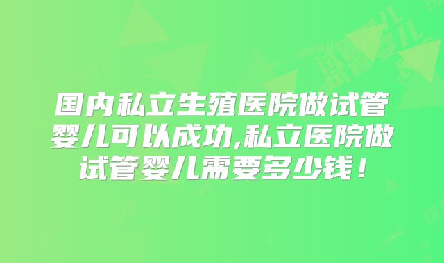 国内私立生殖医院做试管婴儿可以成功,私立医院做试管婴儿需要多少钱!