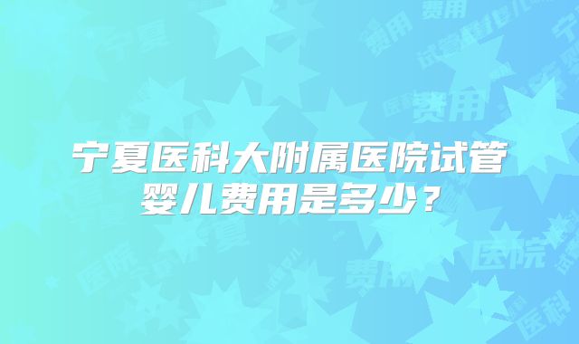 宁夏医科大附属医院试管婴儿费用是多少？
