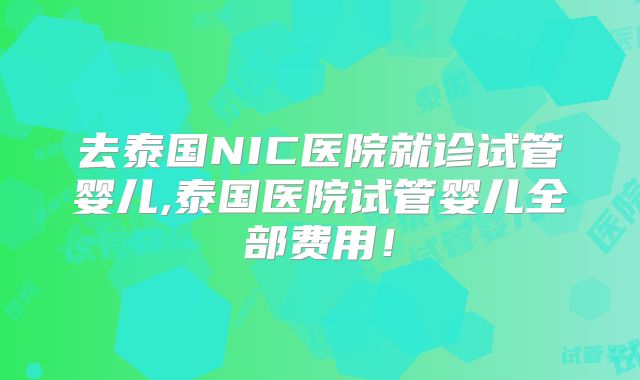 去泰国NIC医院就诊试管婴儿,泰国医院试管婴儿全部费用！