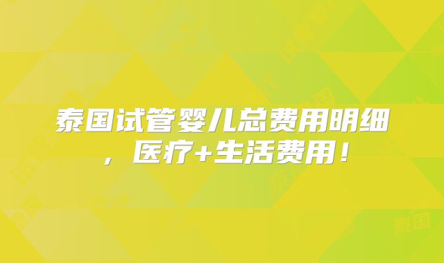 泰国试管婴儿总费用明细,医疗+生活费用!