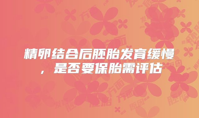 精卵结合后胚胎发育缓慢,是否要保胎需评估