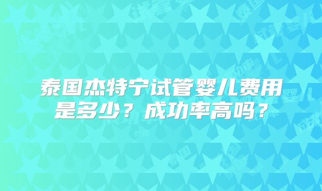 泰国杰特宁试管婴儿费用是多少？成功率高吗？
