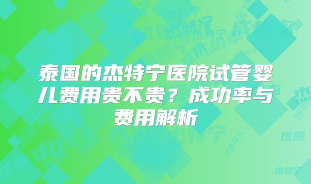 泰国的杰特宁医院试管婴儿费用贵不贵？成功率与费用解析