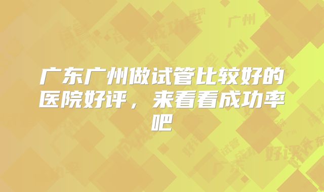 广东广州做试管比较好的医院好评，来看看成功率吧