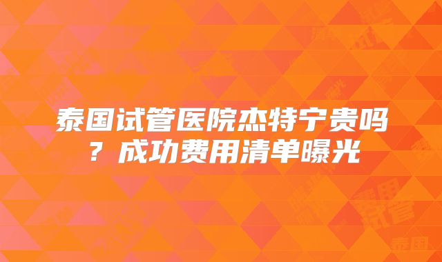泰国试管医院杰特宁贵吗?成功费用清单曝光