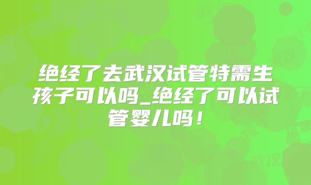 绝经了去武汉试管特需生孩子可以吗_绝经了可以试管婴儿吗！