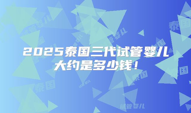 2025泰国三代试管婴儿大约是多少钱！