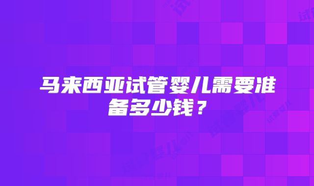马来西亚试管婴儿需要准备多少钱？